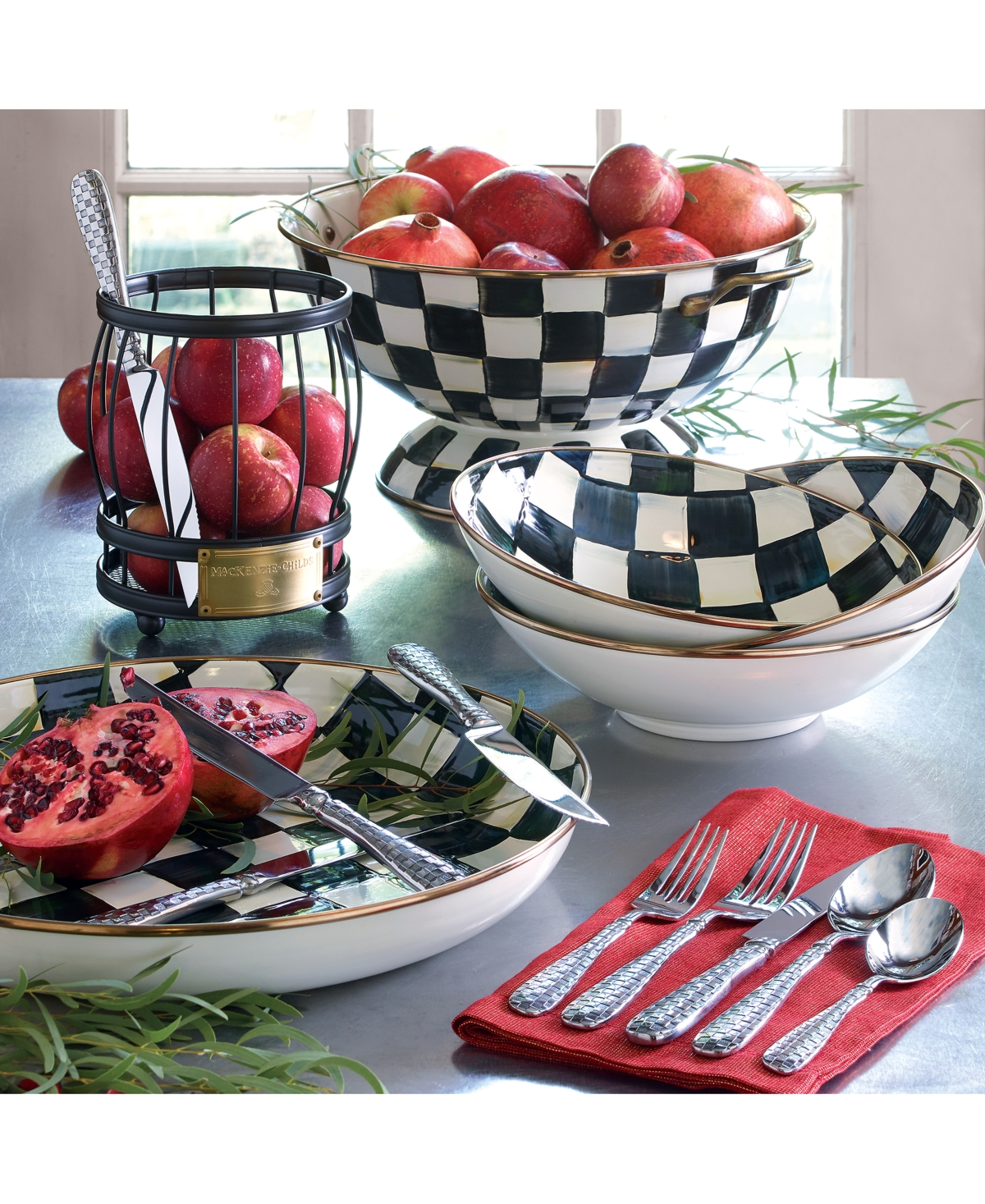 Mackenzie-childs Mackenzie Childs Courtly Check Enameled Steel Abundant Bowl In No Color