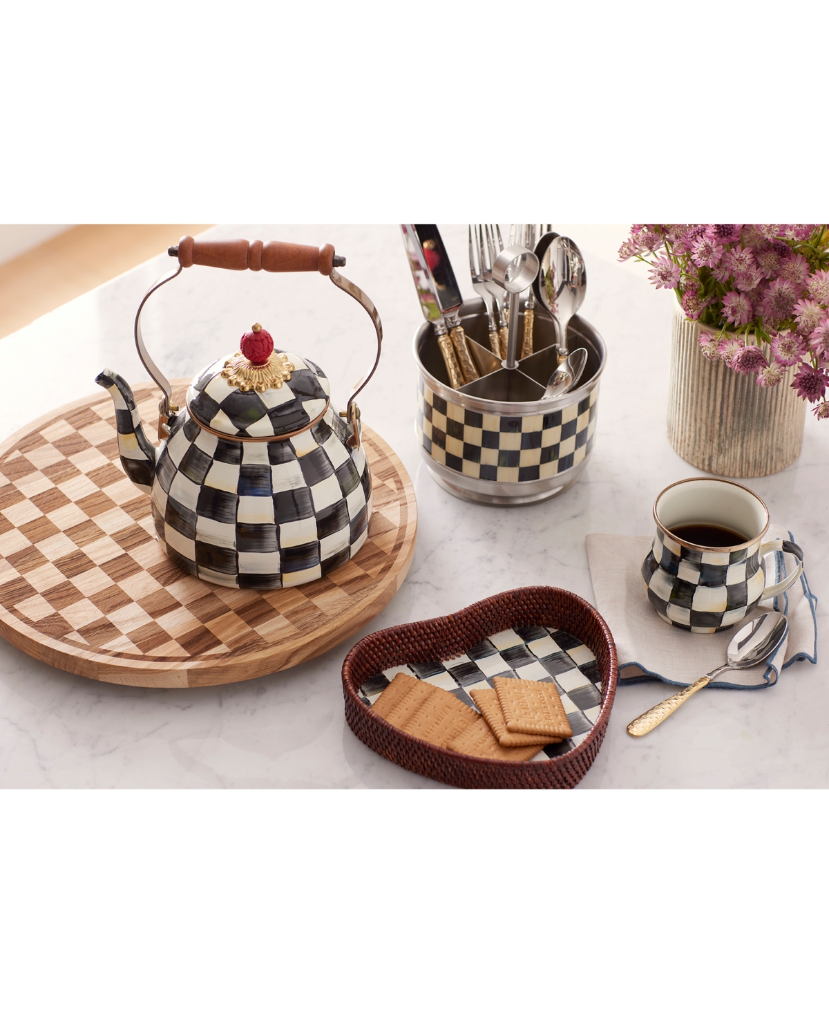 Mackenzie-childs Supper Club Courtly Check Flatware Caddy In No Color