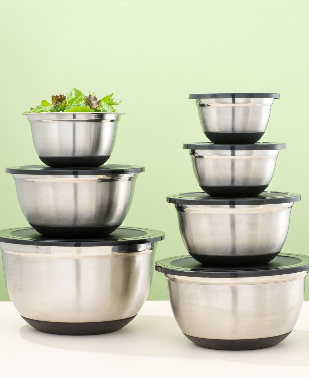 Joyjolt Stainless Steel Mixing Bowls With Lids Set Of 7 In Black