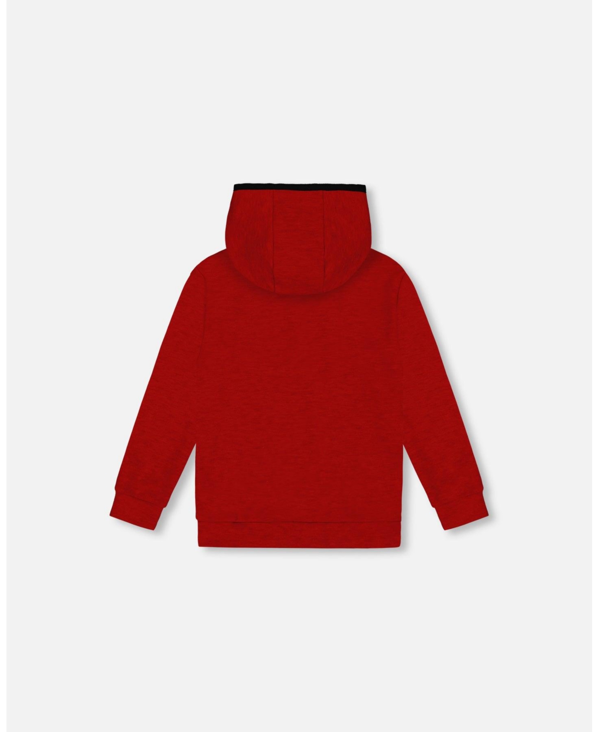 Deux par Deux Big Boys Hooded T-Shirt With Zip- Red mix
