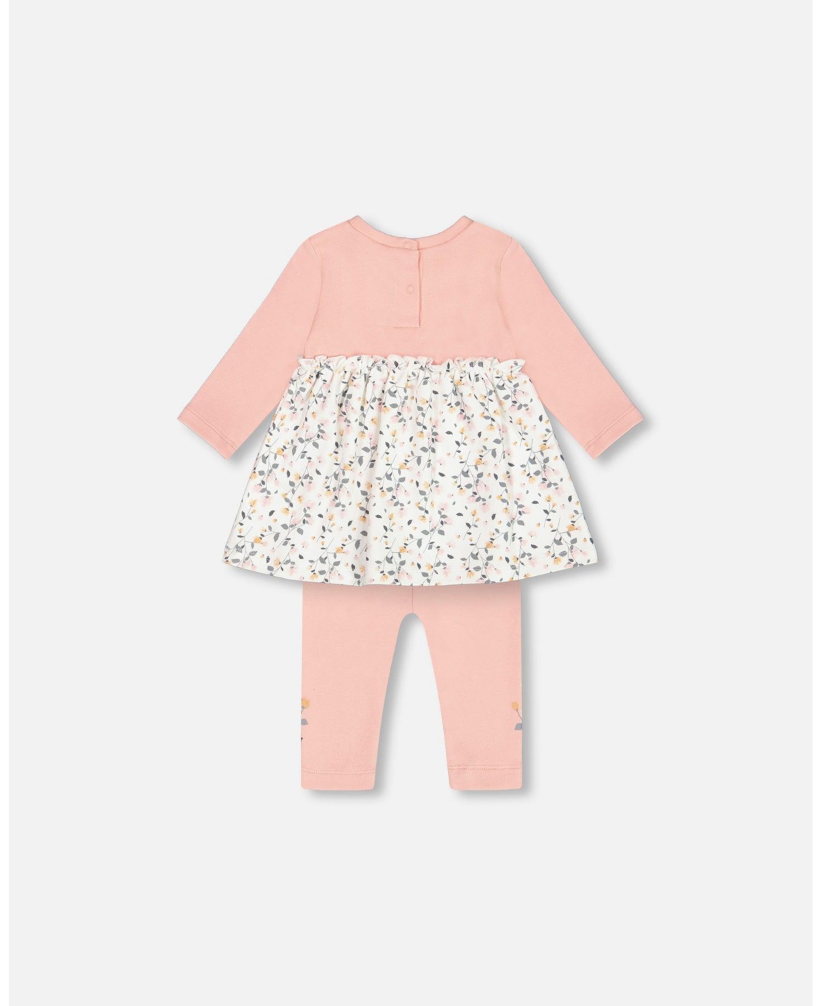 Deux par Deux Baby Girls Organic Cotton Printed Tunic And Leggings Set Light Pink With Flowers