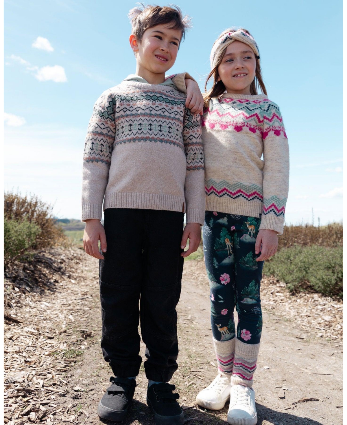 Deux par Deux Big Girls Jersey Leggings- Navy printed bambi