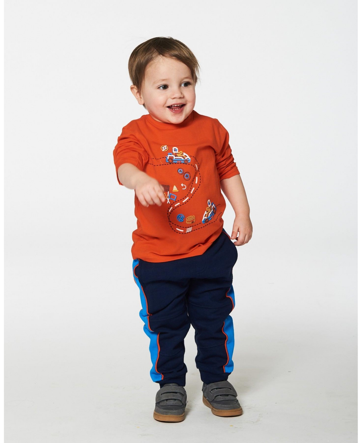 Deux par Deux Big Boys Fleece Sweatpants With Contrast Sides- Navy