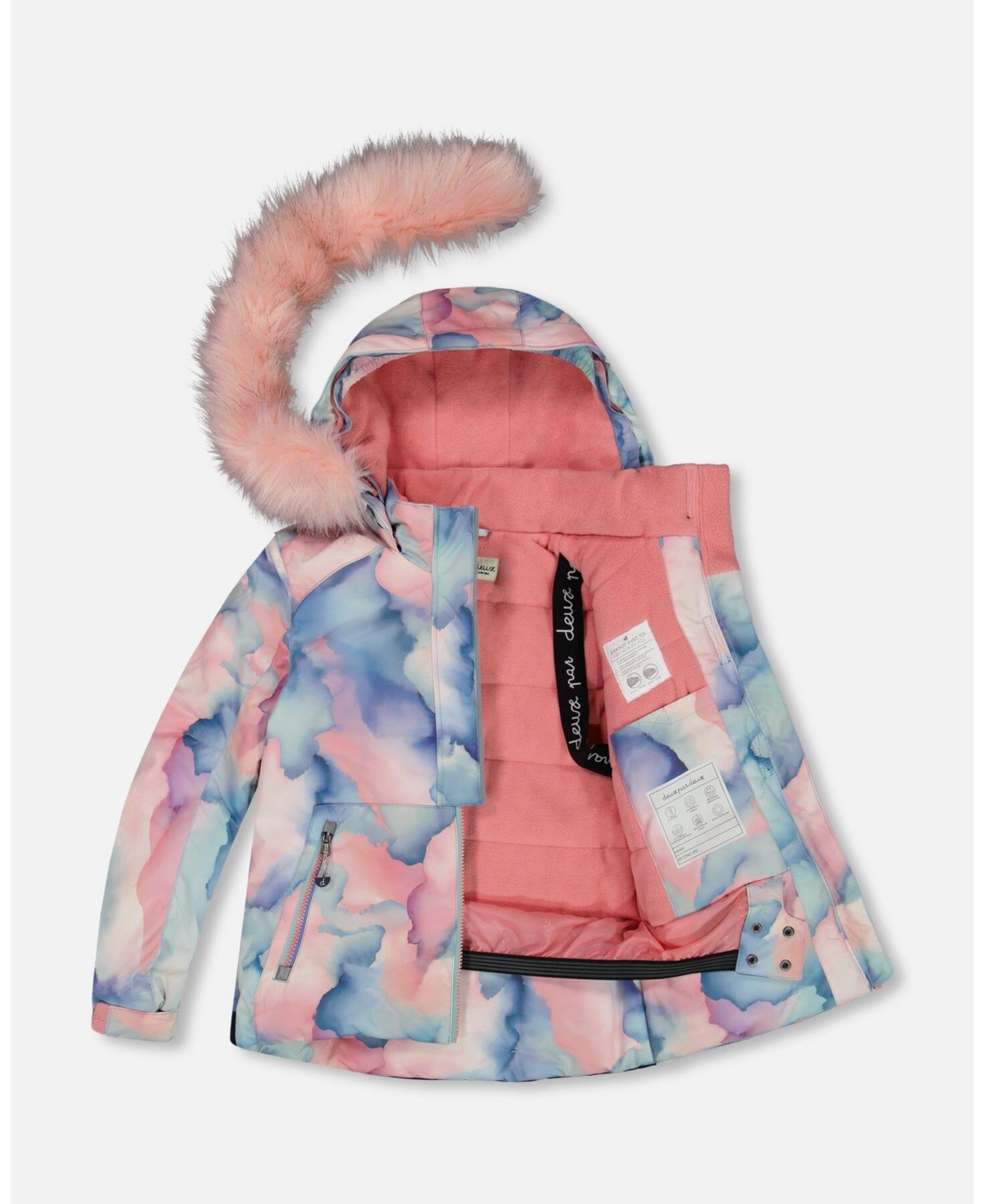 Deux par Deux Big Girls Two Piece SnowsuitDusty Pink - Printed pastel watercolor and