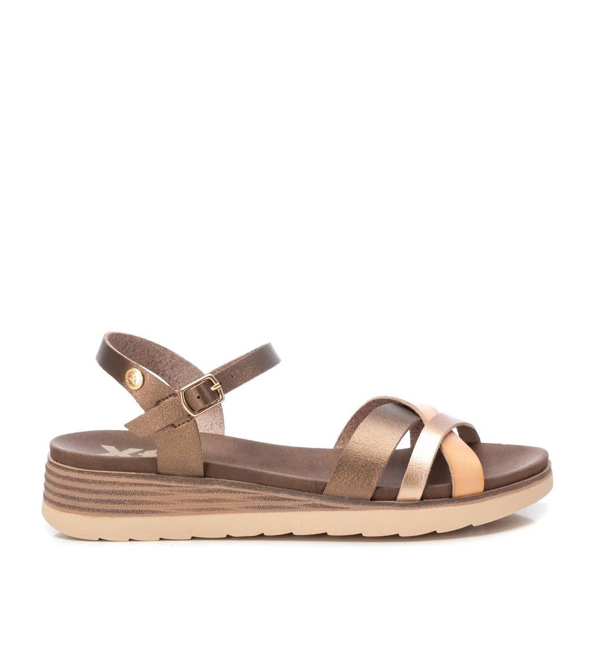 Women's Low Wedge Strappy Sandals By Xti - Gold