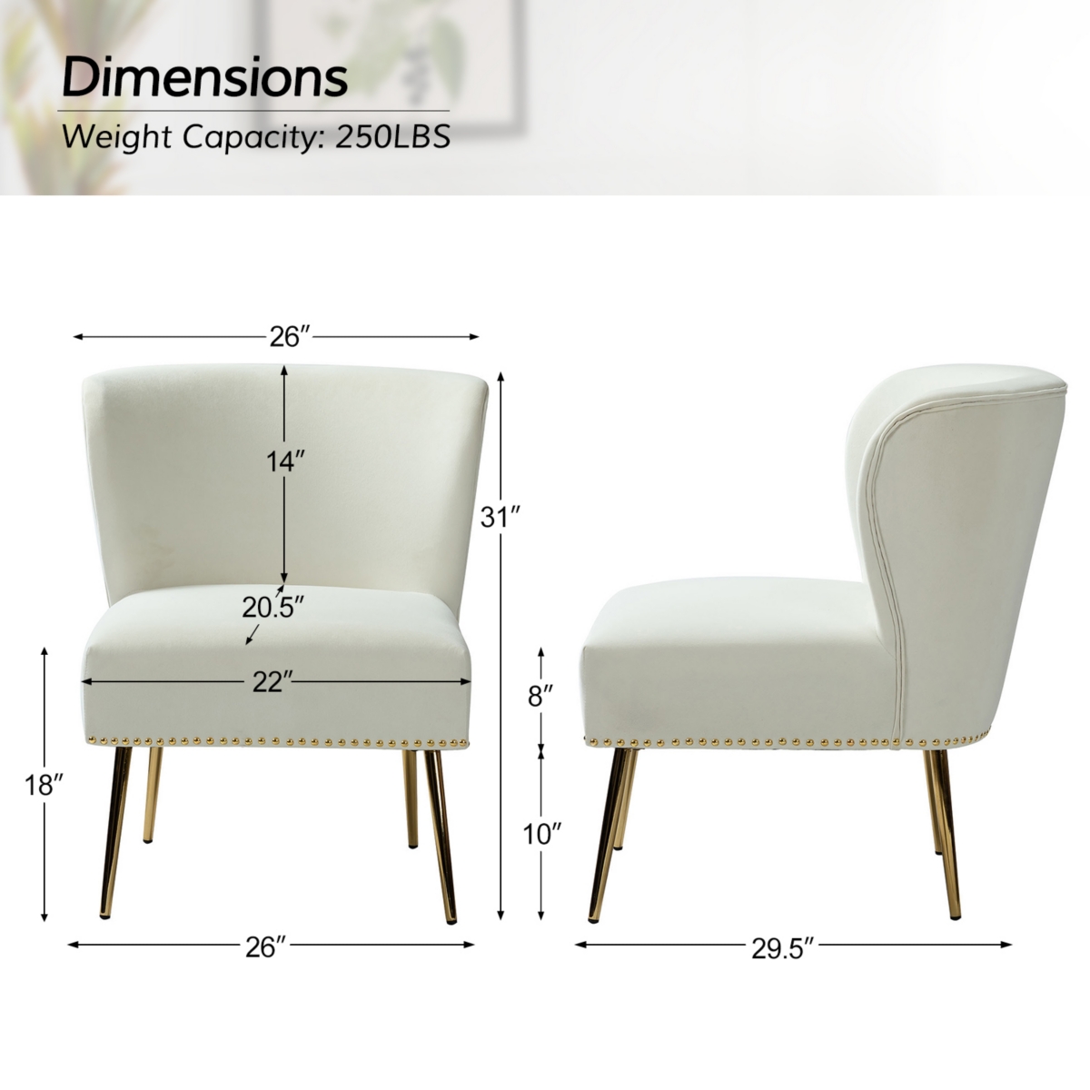 Hulala Home Contemporary Pastene Accent Chair with Nailhead Trim