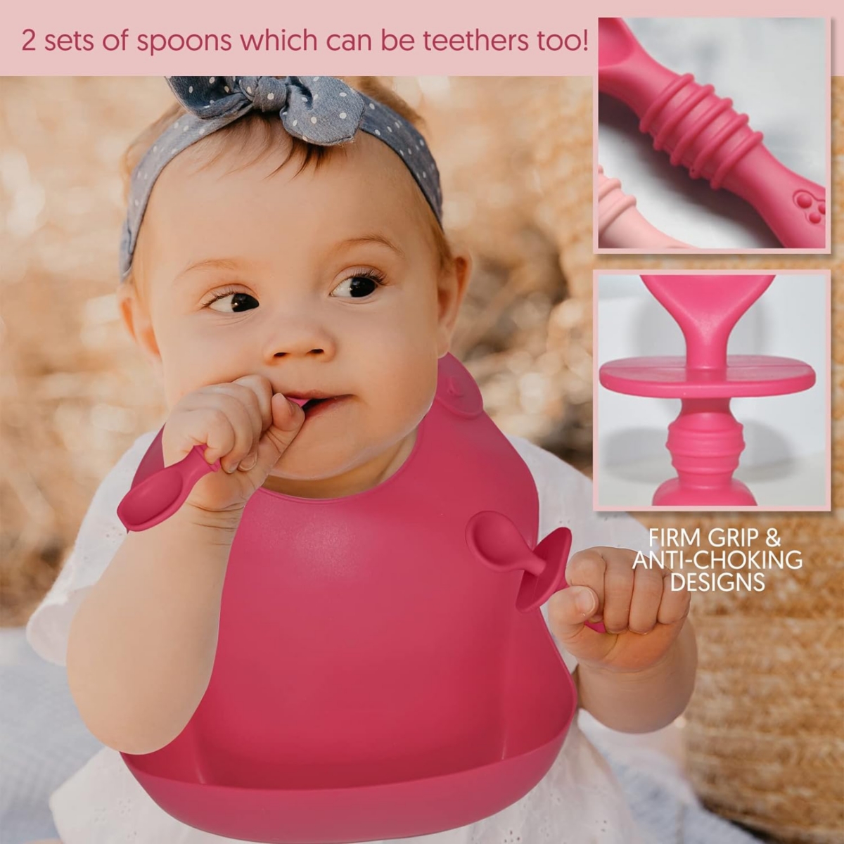 Sperric Toddler Baby Silicone Feeding Set - Baby Led Weaning Utensils, Silicone Bibs Feeding Cups Smooth Waterproof Material For Practical Eating, Set