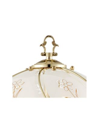 Flower Traditional Accent Table Lamp 19 1/2" High Polished Brass Touch On Off Floral Glass Shade for Bedroom Living Room Bedside Office