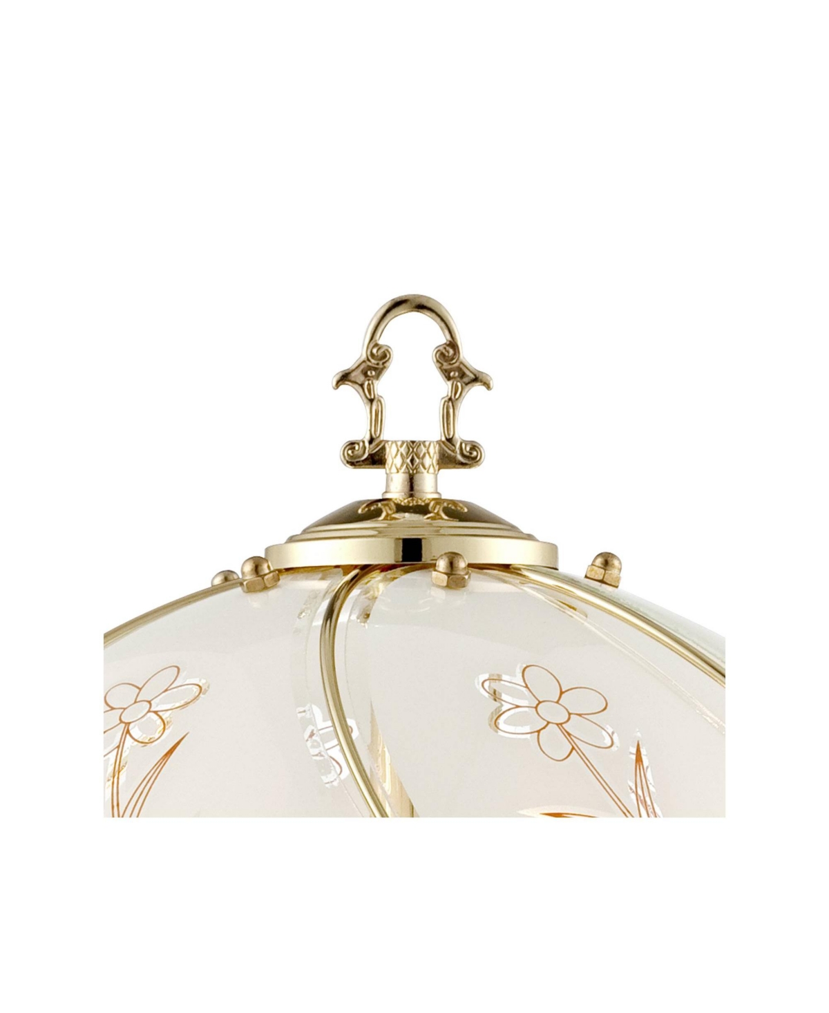 Regency Hill Flower Traditional Accent Table Lamp 19 1/2" High Polished Brass Touch On Off Floral Glass Shade for Bedroom Living Room Bedside Off