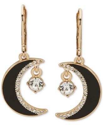 KARL LAGERFELD PARIS - Gold-Tone Crystal Moon Drop Earrings