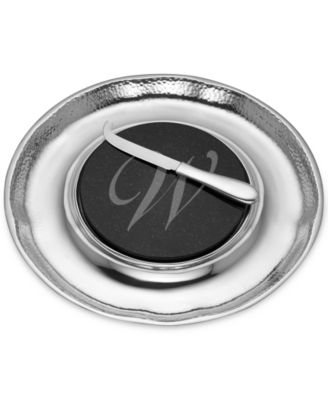 Lenox - Stony Creek Monogram Serveware Collection, Marble & Aluminum Script Letter Cheese Plate