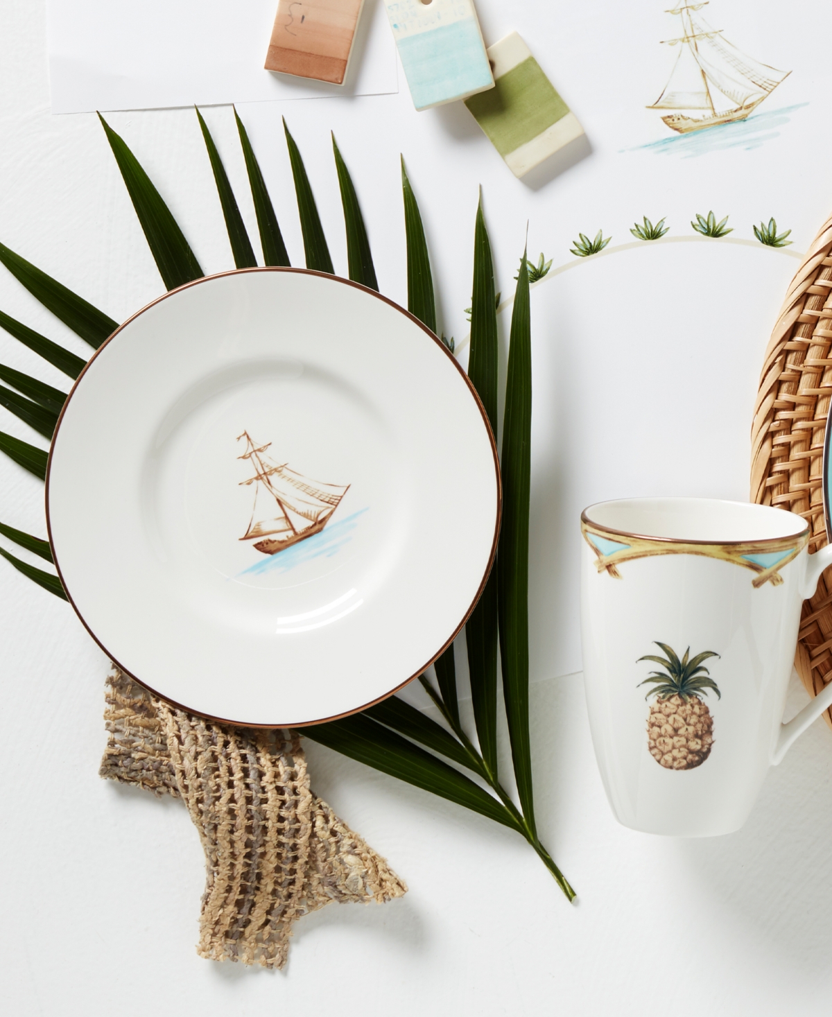 Lenox British Colonial Tradewind Dessert Plates, Set Of 4 In White