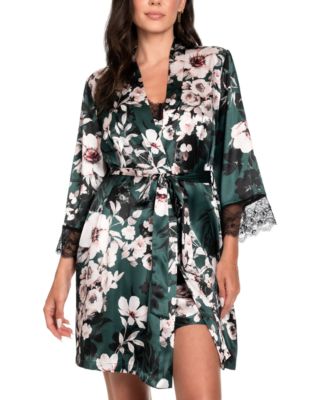 Linea Donatella - Women's 2-Pc. Floral Satin Chemise & Robe Set