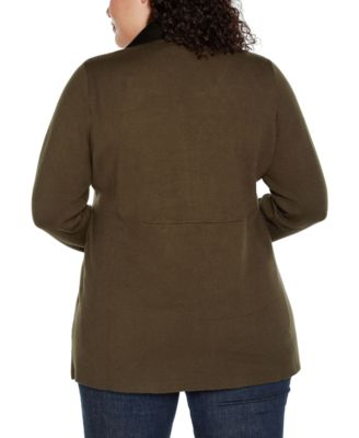 Plus Size Black Label Collared Sweater Jacket