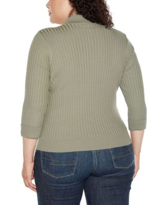 Black Label Plus Size Ribbed Quarter-Zip Sweater