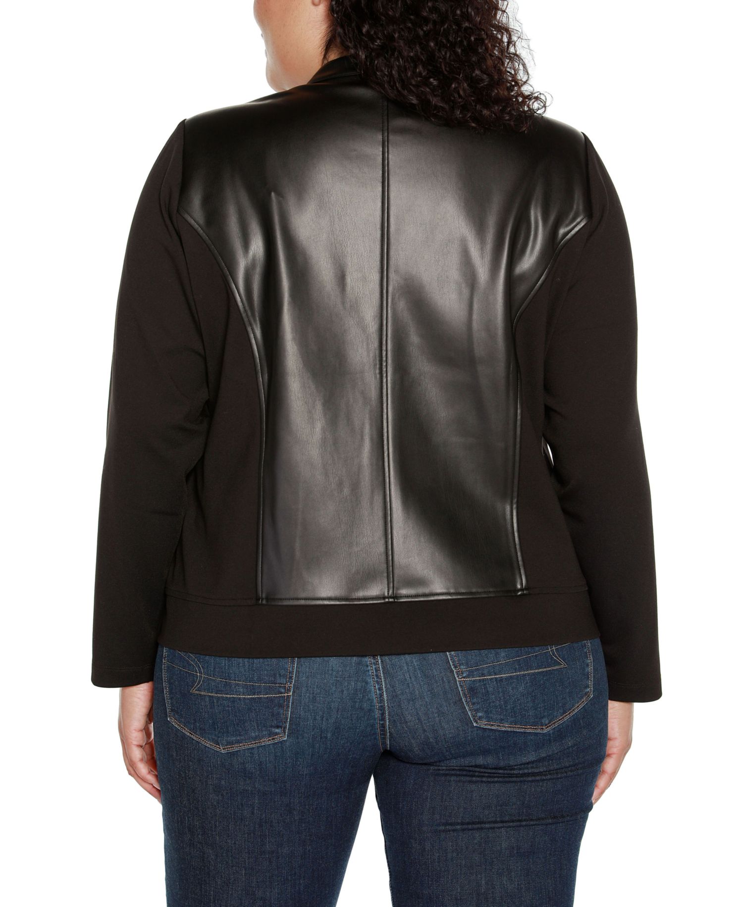 Black Label Plus Size Faux-Leather Moto Jacket