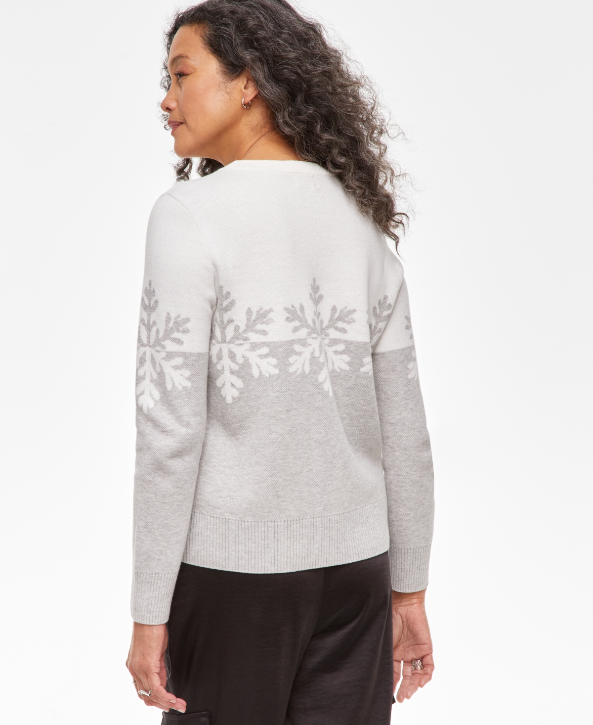 Holiday Lane Women's Colorblocked Snowflake Sweater, Created for Macy's