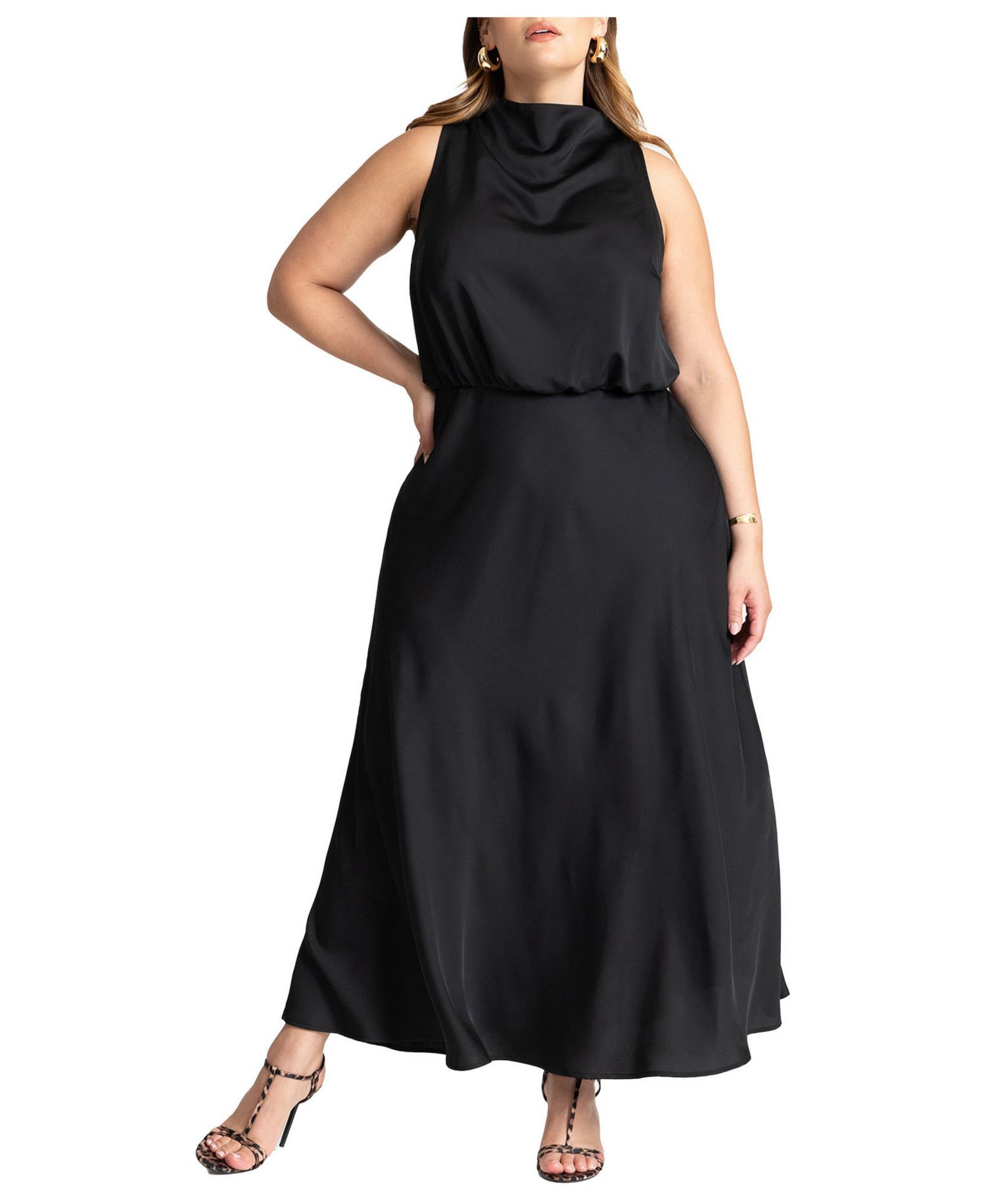 Women's Draped Satin Maxi Dress