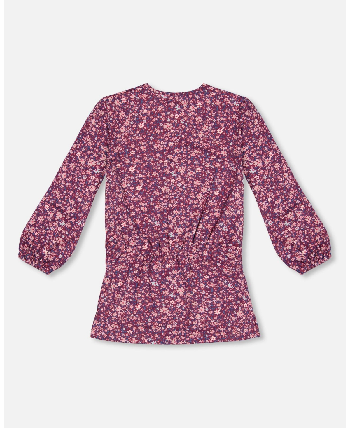 Deux par Deux Big Girls Elastic Waist Tunic Burgundy Printed Flowers