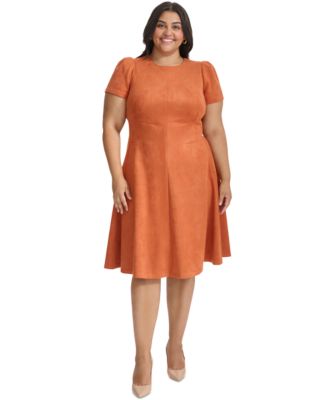 Calvin klein fit and flare dress plus size online