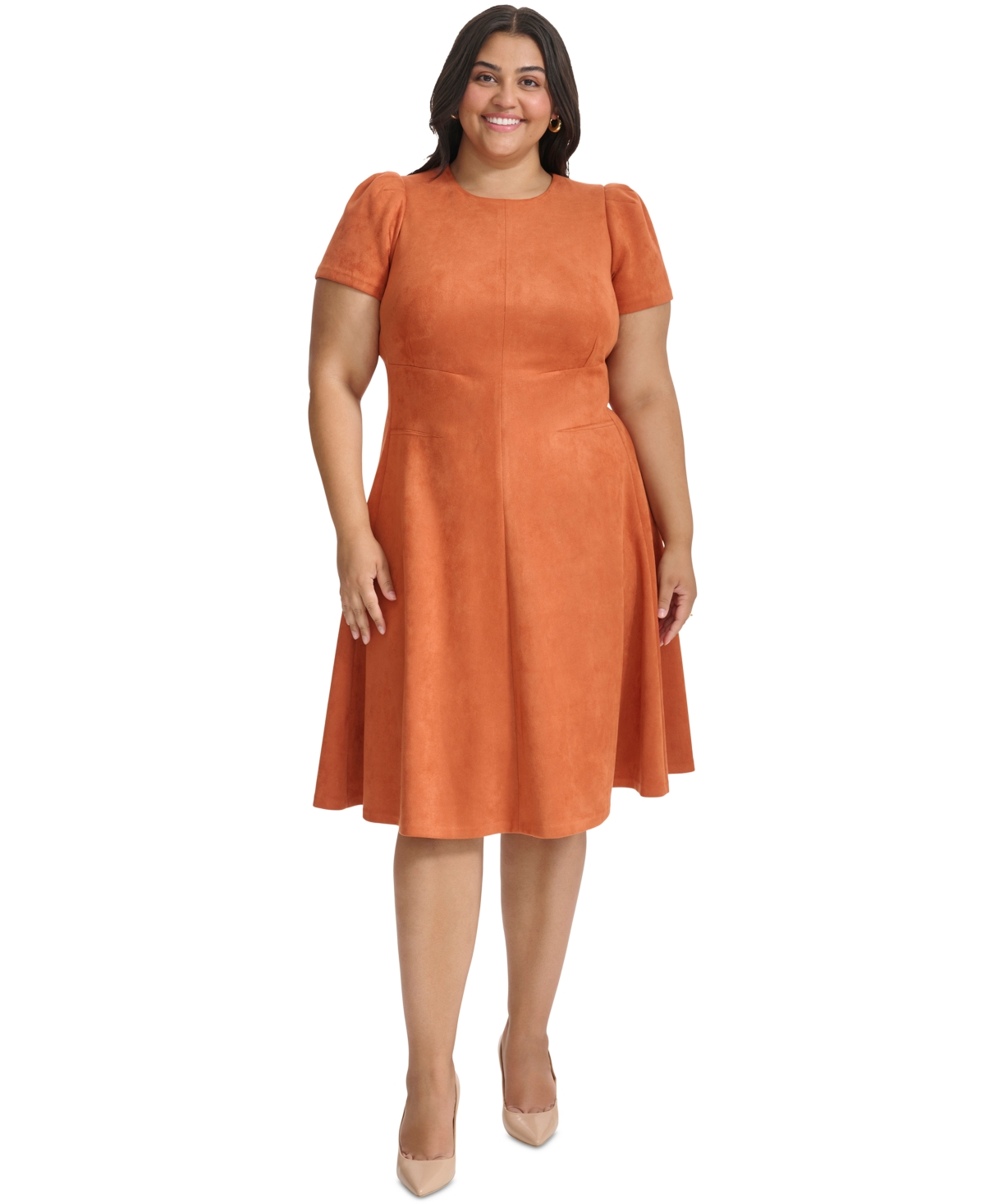 Calvin klein fit and flare dress plus size shop