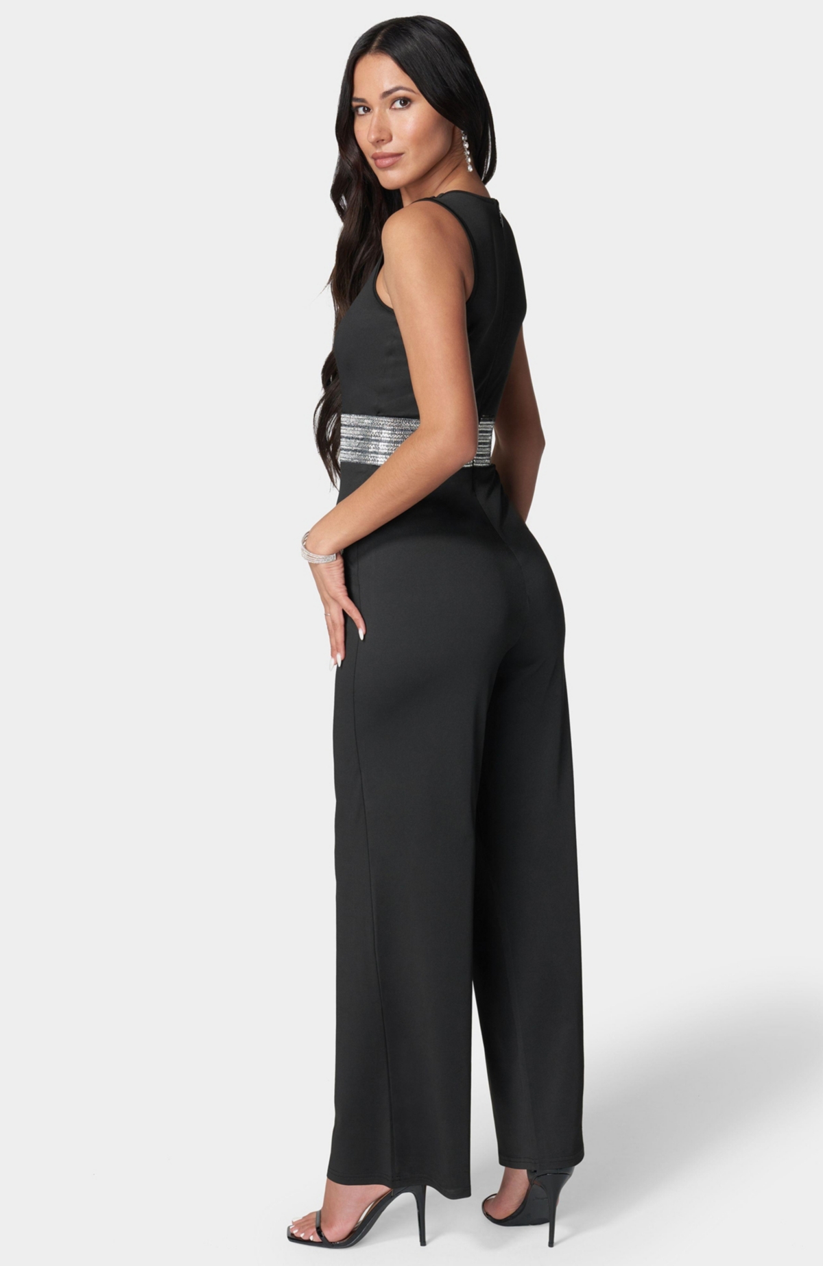 bebe Women's Embellished Wide Leg Jumpsuit