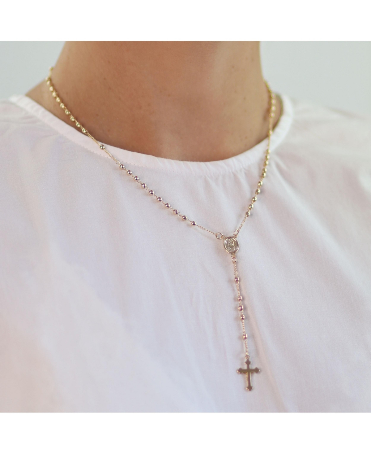 Bling Jewelry 18K Gold Plated Brass Virgin Mary Catholic Rosary Beads Necklace For Women Teens Prayer Virgin De Guadalupe Rosario Crucifijo