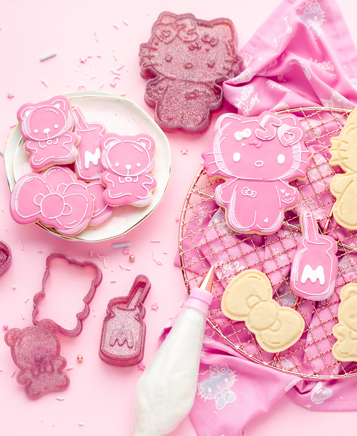 Handstand Kitchen Hello Kitty 50th Anniversary Cookie Stamp And Frosting Set In No Color