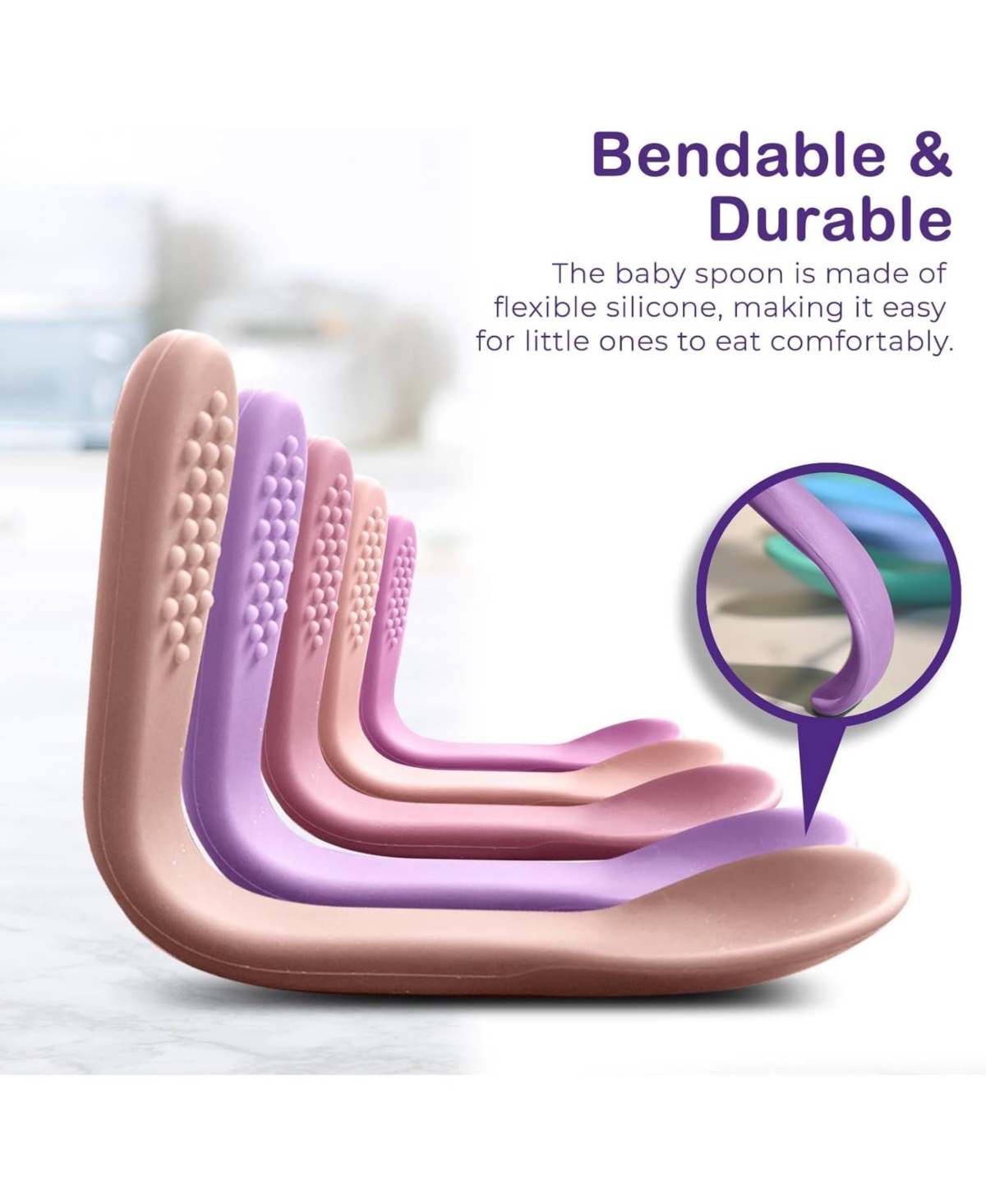 Sperric Best First Stage Baby Infant Spoons, 5-Pack, Soft Silicone Baby Spoons Training Spoon Gift Set for Infant