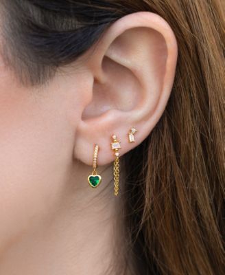 Crystal Green Goddess Dangle Hoops