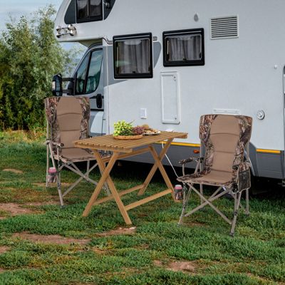 Portable Folding Arm Chair Heavy Duty 400 lbs with Cup Holder for Camping