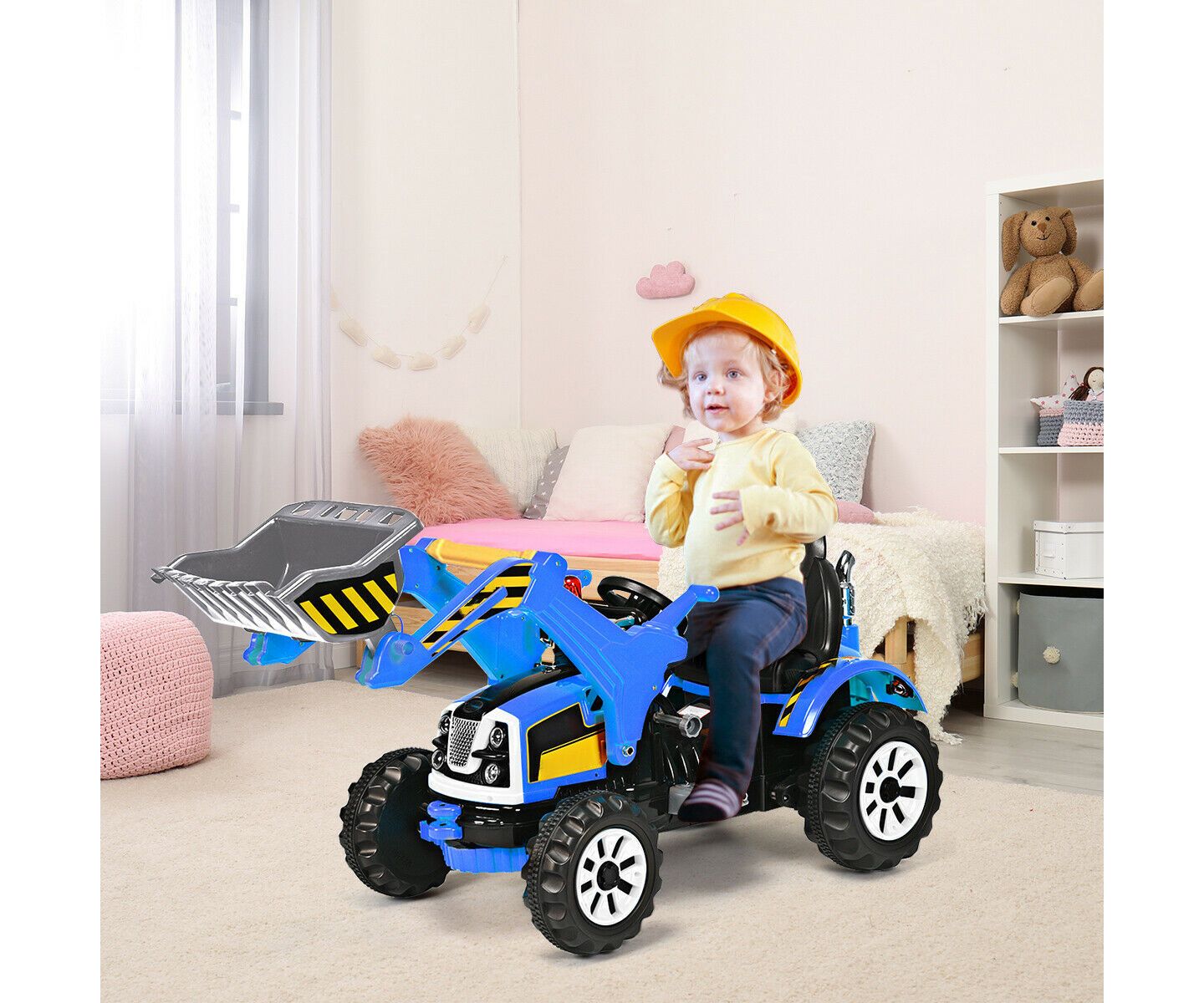 Детская игрушка Slickblue 12V Battery-Powered Backhoe Digger Dumper Truck, 66 lbs, от 2 лет, цвет: Синий — фото 2
