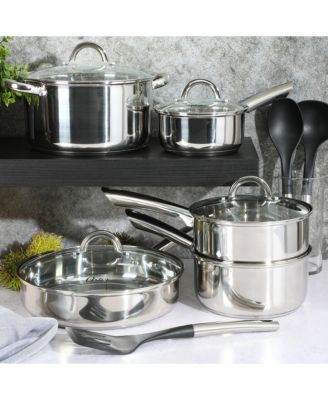Sangerfield 12 Piece Stainless Steel Cookware Set W/ Kitchen Tools