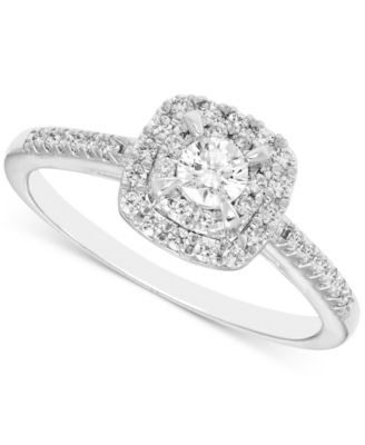 Macy's - Diamond Double Halo Engagement Ring (3/8 ct. t.w.) in 14k White Gold