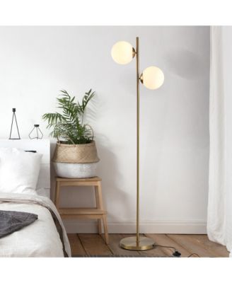 Modern Floor Lamp with 2 Globe Lamp Shade Reading Sding Light
