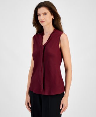 Women's Tie-Neck Sleeveless Top, Regular & Petite
