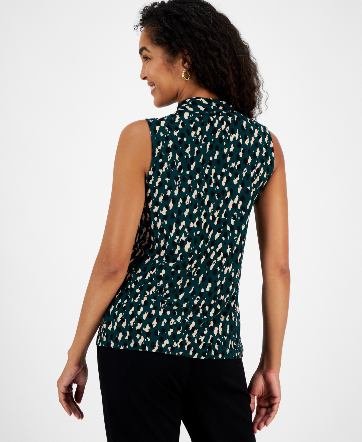 Kasper Women's Printed Twisted-v-Neck Sleeveless Top