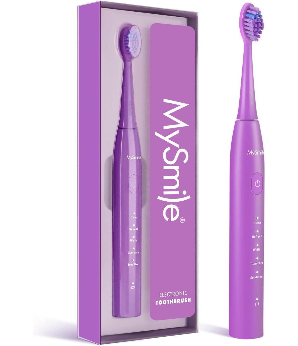 MySmile DY156 Sonic Electric Toothbrush for Adults, Rechargeable Battery Toothbrush Portable with 3 Brush Heads, 2 Mins 5 Modes Smart Timer, 45000VPM