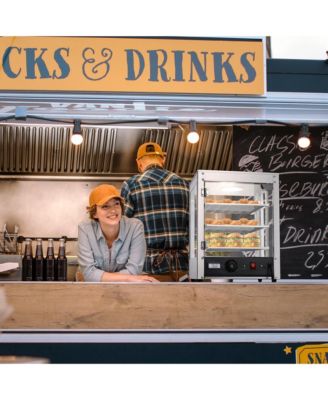 WeChef 15" Commercial Countertop Food 3-Tier Pizza Warmer with LED Adjustable Lighting Food Heater Display Case Stainless Steel for Buffet Restaurant Pizza Display Case