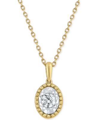 Macy's - Diamond Bead Frame 16" Pendant Necklace (1/4 ct. t.w.) in 14k Two-Tone Gold