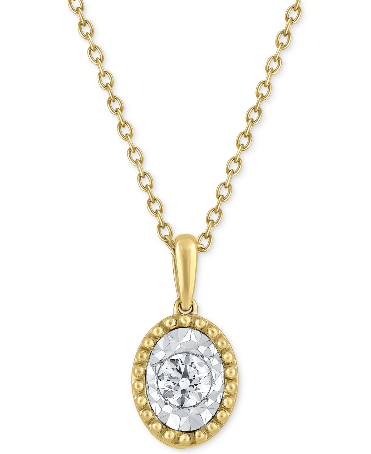 Macy's Diamond Bead Frame 16" Pendant Necklace (1/4 Ct. T.w.) In 14k Two-tone Gold In Yellow Gold