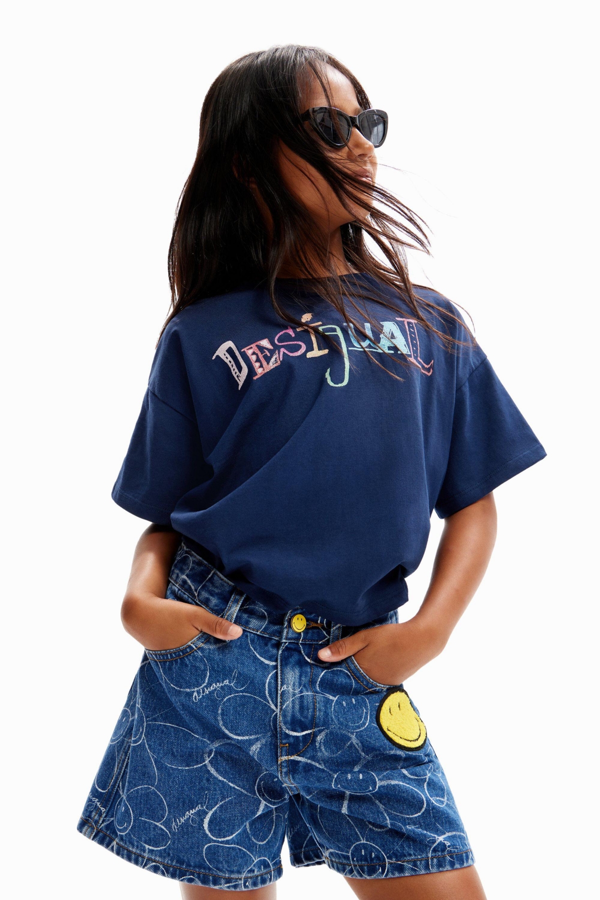 Desigual Girls Girls's Smiley Originals denim shorts