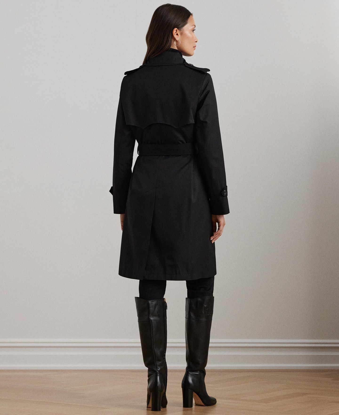 Женское пальто Lauren Ralph Lauren Belted Water-Resistant Trench, цвет: Чёрный — фото 2