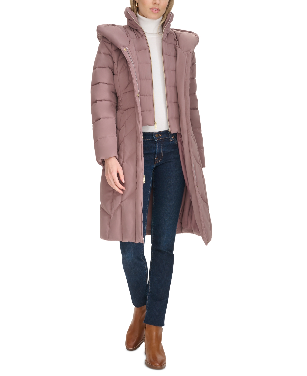 Cole Haan Women's Bibbed Hooded Puffer Coat