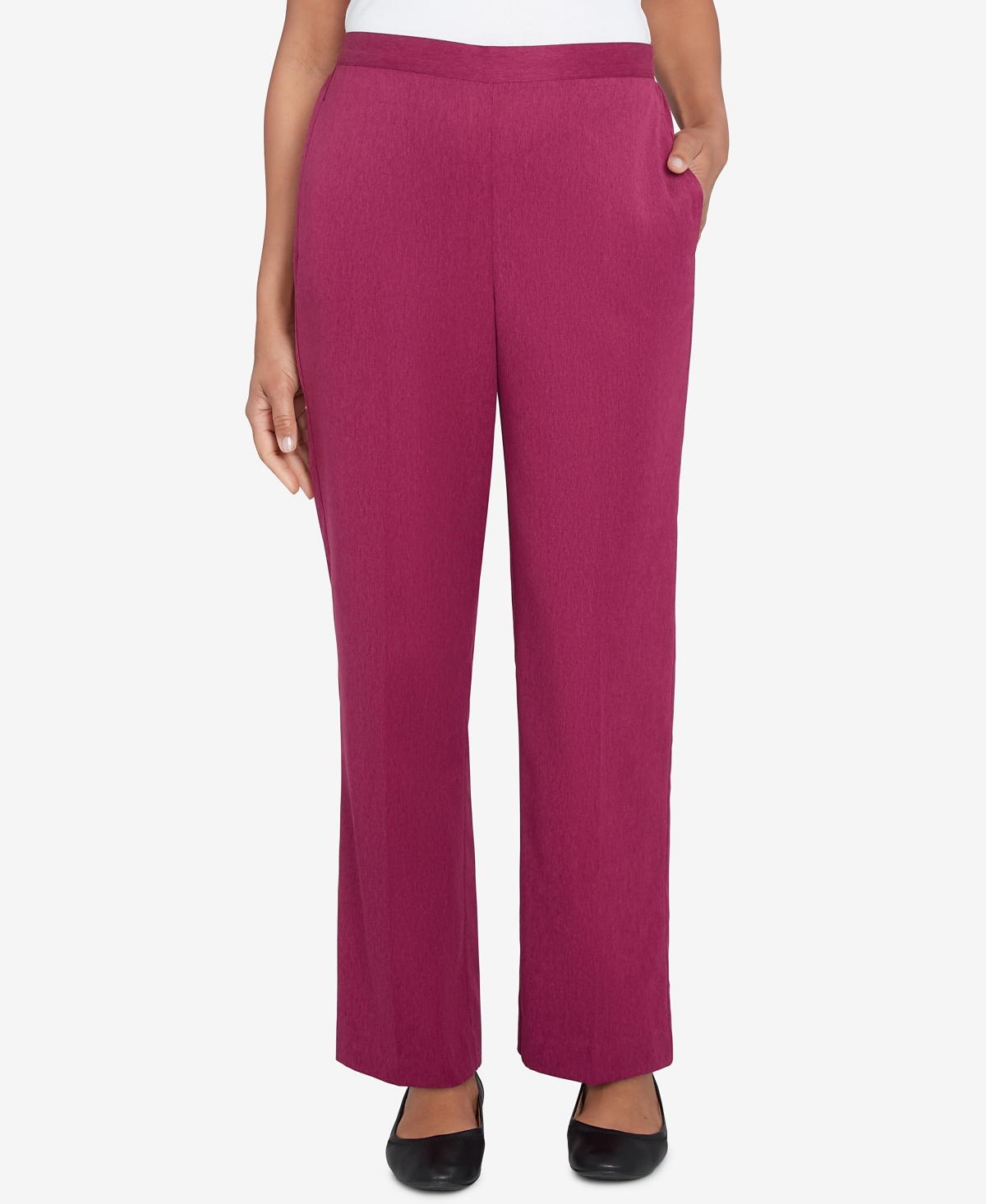 Alfred Dunner Women'sCountry Soft Microfiber Side Seam Pocket Medium Length Pants - Wine