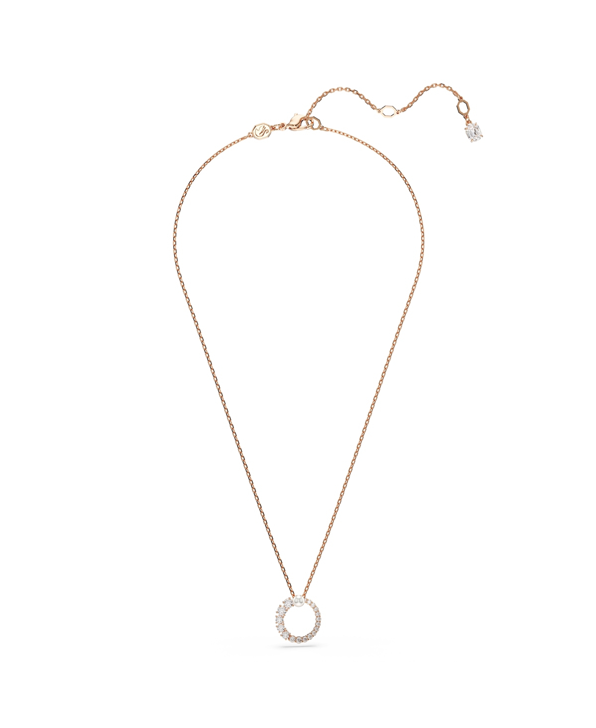 Swarovski Matrix Pendant, Crystal Pearl, Round Cut, White, Rose Gold-tone Plated Necklace In Rose Gold