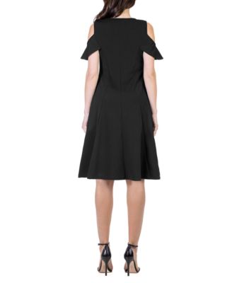 Ruffle Cold Shoulder a Line Knee Length Dress