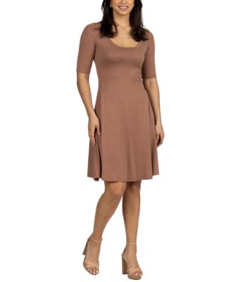 Women's A-Line Dress with Elbow Length Sleeves