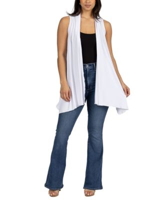 Draped Open Front Sleeveless Cardigan Vest
