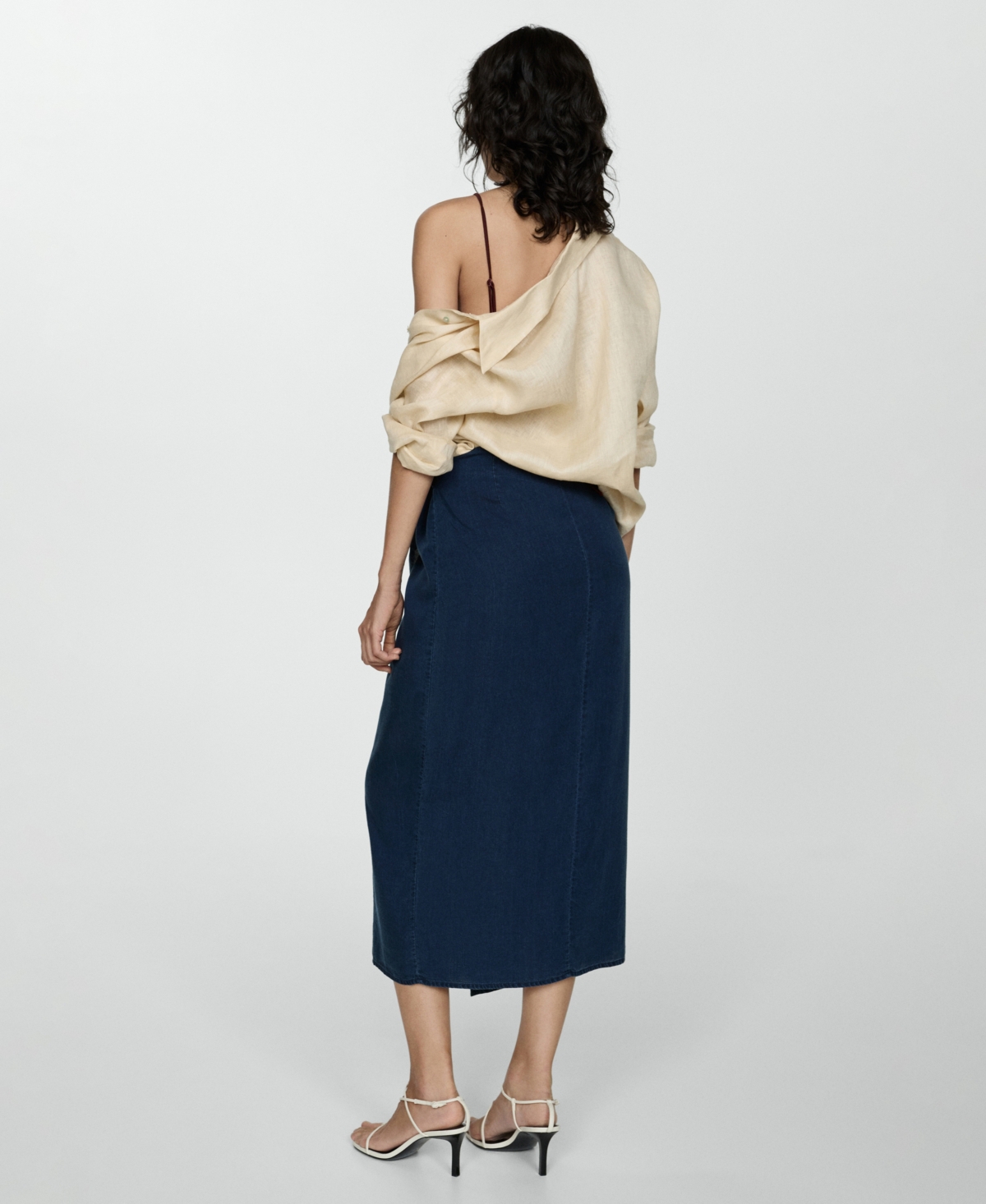 Mango Women's Lyocell Sarong Skirt In Dark Blue